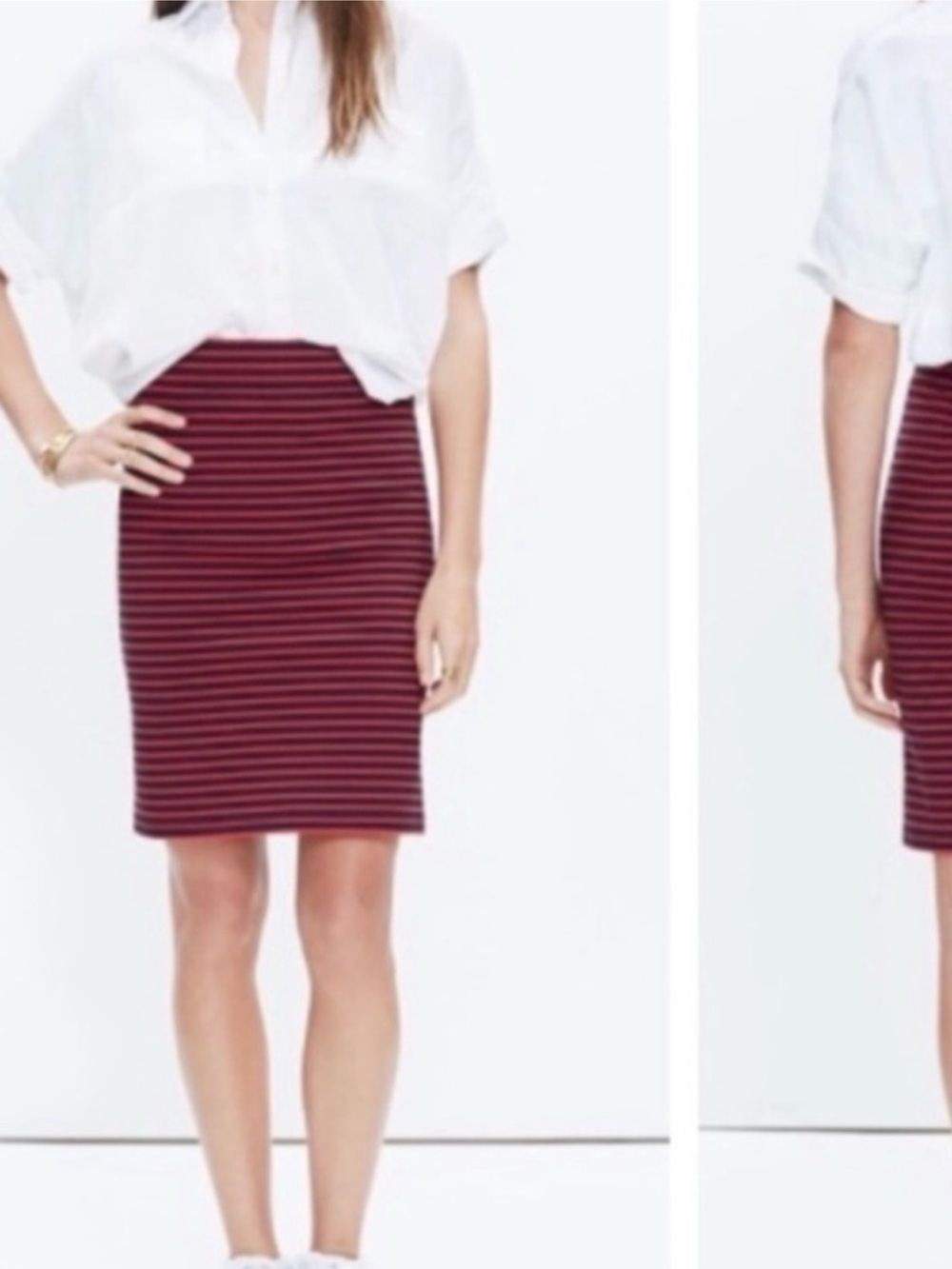 Madewell Red and Black Striped super stretchy skirt